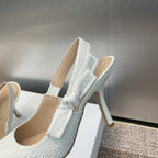 cd slingback pump 95 embroidered cotton white calfskin resin pearl