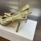 cd slingback pump 95 gold green cakfskin
