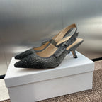 cd slingback pump 65 opaque black calfskin resin pearl