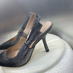 cd slingback pump 95 opaque black calfskin resin pearl