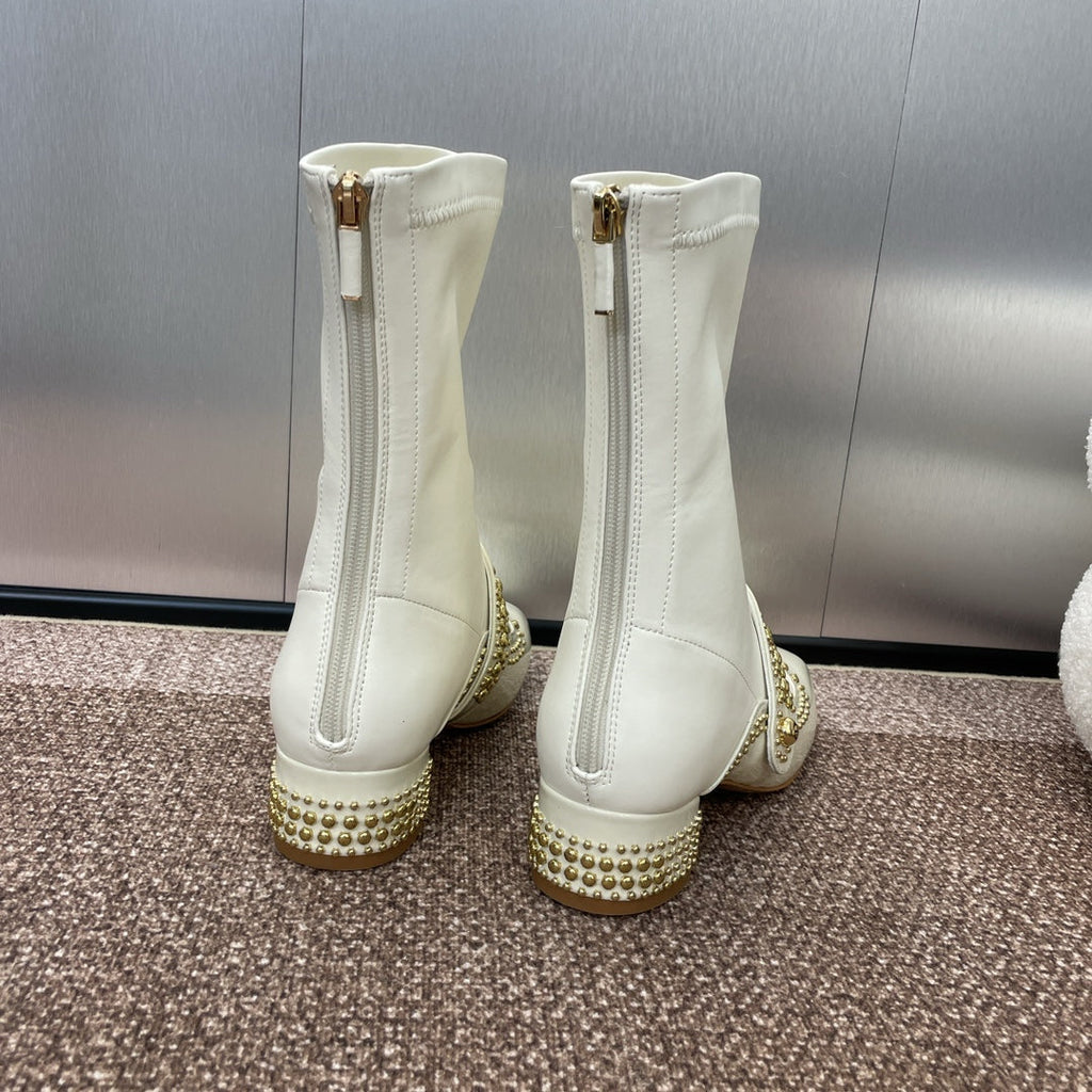 CD Ankle knight boots white gold patent leather 433113