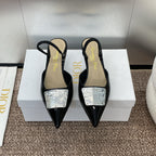 CD Slingback 65mm Glossy Black Cowhide
