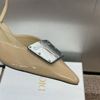 CD Slingback 65mm Glossy Beige Cowhide