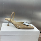 CD Slingback 65mm Glossy Beige Cowhide