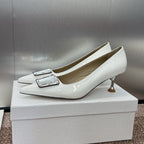 CD Pumps 65mm Glossy White Cowhide