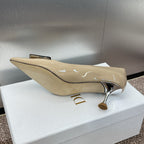 CD Pumps 65mm Glossy Beige Cowhide
