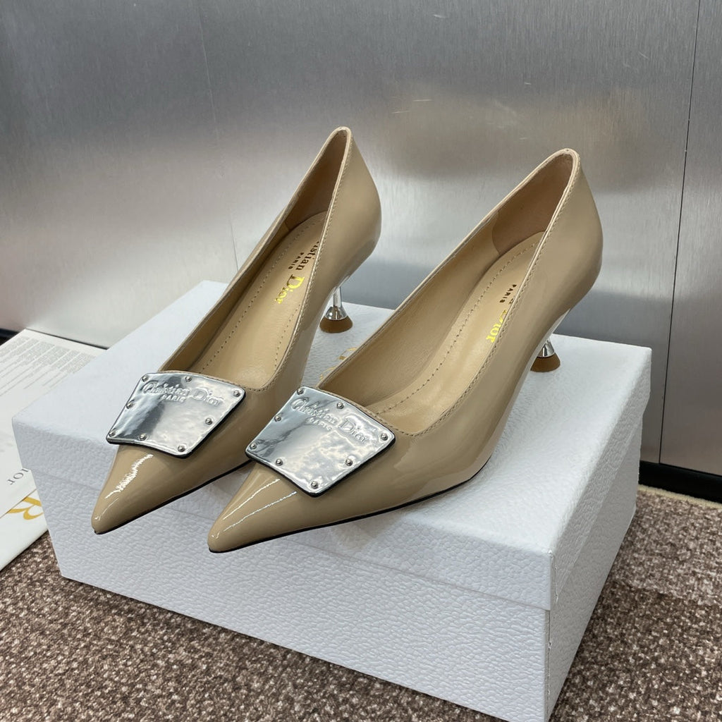 CD Pumps 65mm Glossy Beige Cowhide