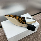 CD J'Adior Slingback Flat Leopard Print Yellow Black Nubuck Leather