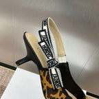 CD J'Adior Slingback Pump 65mm Leopard Print Yellow Black Nubuck Leather