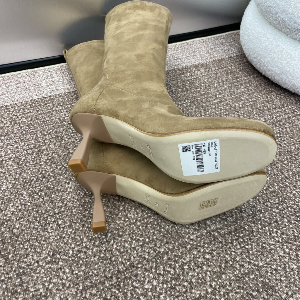 HM High Boots 75mm In Dark Beige Suede  975152