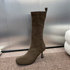 HM High Boots 75mm In Brown Umber Suede 975154