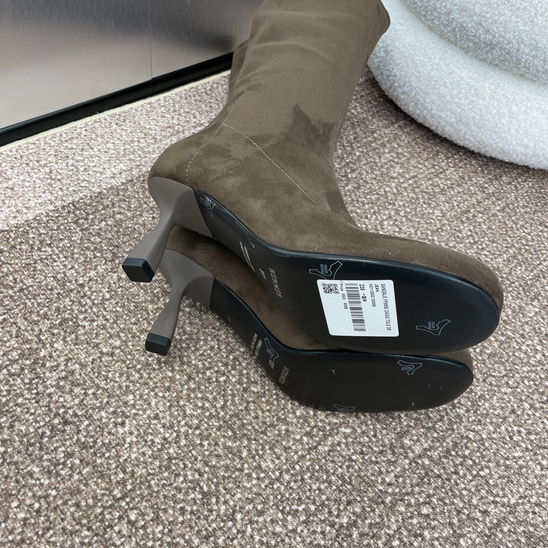 HM High Boots 75mm In Brown Umber Suede 975154
