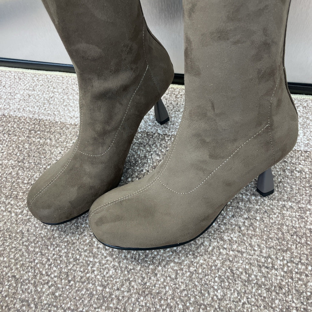 HM High Boots 75mm In Brown Umber Suede 975154