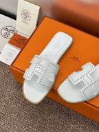 HM 25 Oran Sandal White Perforate Epsom Leather