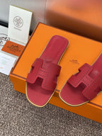 HM 25 Oran Sandal Dark Red Perforate Epsom Leather