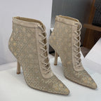 Dior 2025 Capture Heeled Ankle Boot Beige Mesh Sheepskin 508532