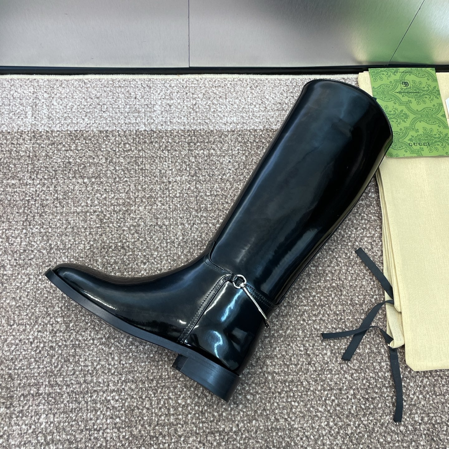 GG Women's Boot With Slim Horsebit 2.5cm Black Shiny leather 508913
