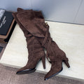 YSL Janis Long Boots 95mm Coffee Suede 551941