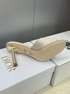 CD 26s Icon Heeled Slide 8cm Off White Leather Silk 633059