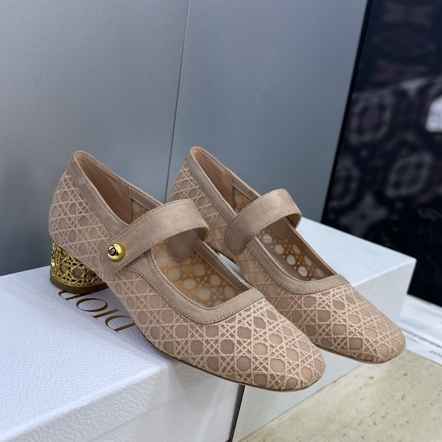 CD 26 Lolita High Heels 40 Beige Mesh Gold 633050
