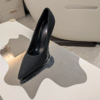 HIGH HEEL PUMPS 90MM IN BLACK WOOL