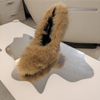 FURRY PUMPS 90MM IN BROWN FOX FUR