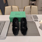 FURRY PUMPS 90MM IN BLACK FOX FUR