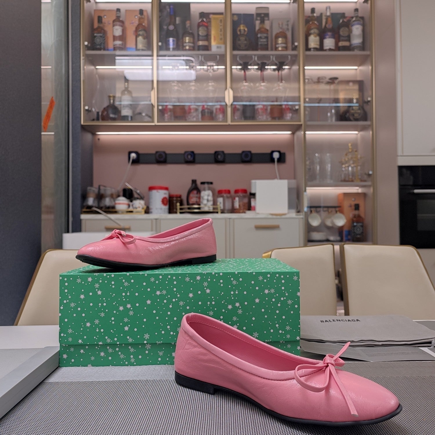 Balen 25 bow ballet flat pink sheepskin 184480