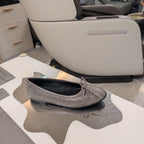 Balen 25 bow ballet flat attached rhinestones in grey calfskin 184484