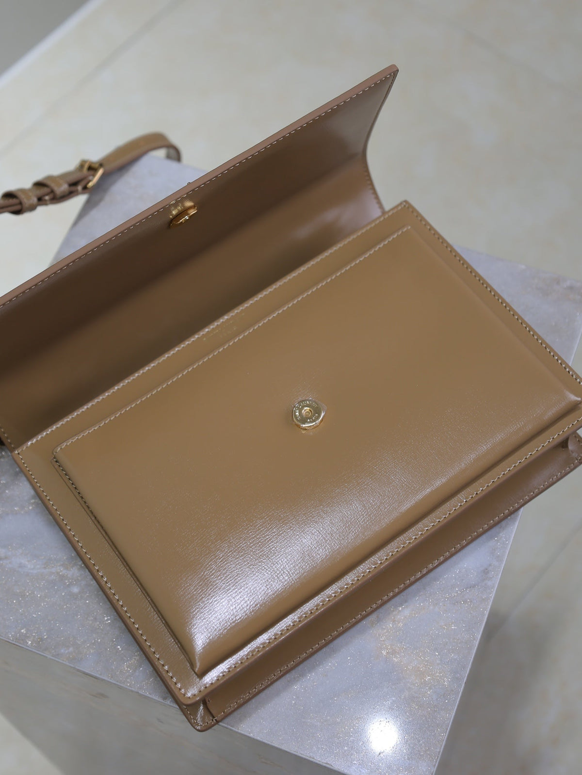 YSL Sunset Handbags 25cm Brown Cowhide