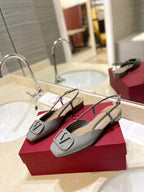 VLOGO GREY PATENT LEATHER SLINGBACK FLATS