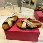 CROSSOVER - STRAP GOLD CALFSKIN SLIDE
