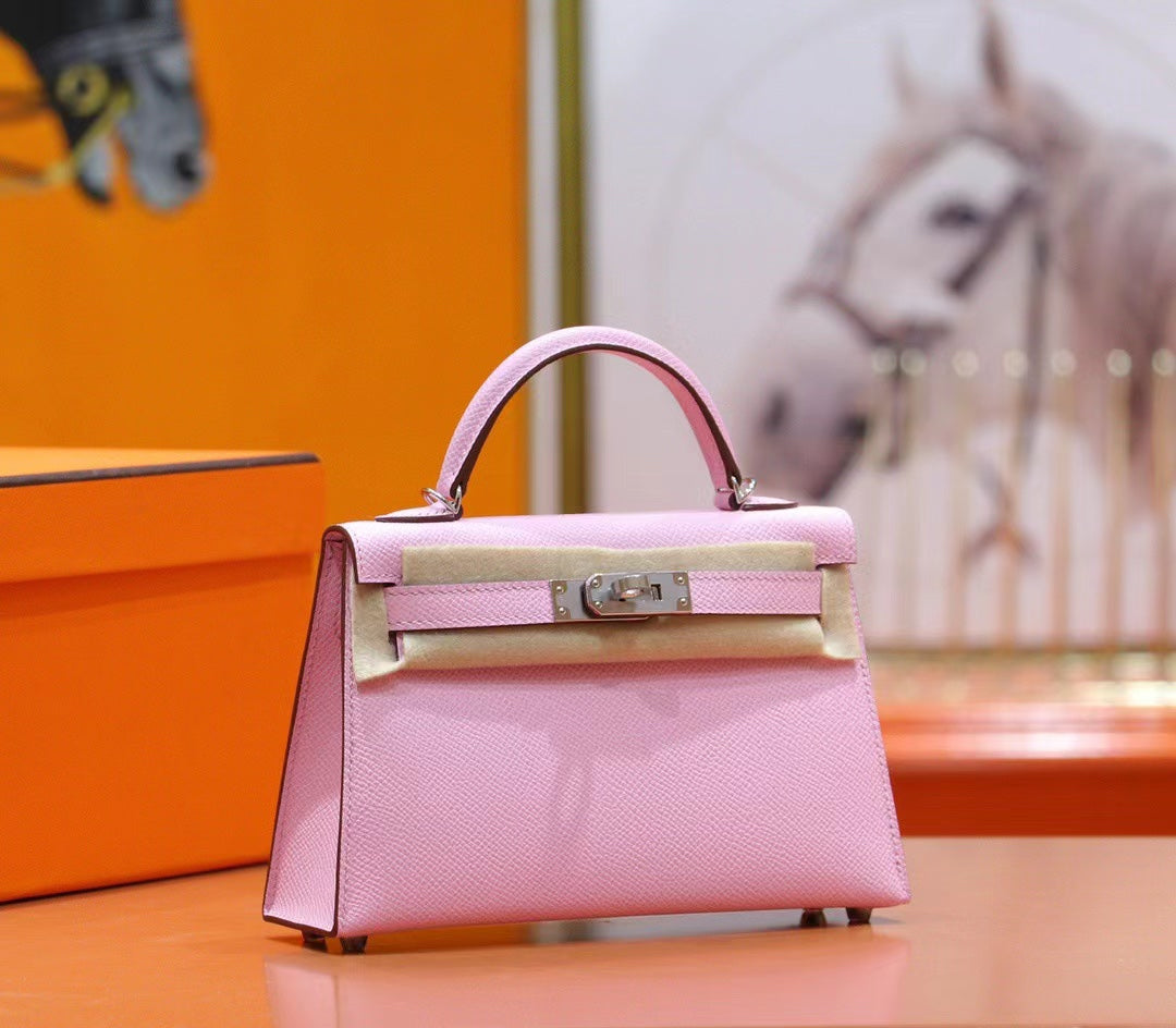 HM Mini Kelly 19cm Pink Epsom Silver Hardware