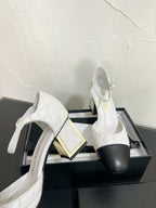 CC Mary Janes 55mm In White Mix Black Quilted Lambskin 949765