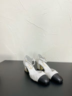 CC Mary Janes 55mm In White Mix Black Quilted Lambskin 949765