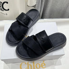CHLOÉ MILA PLATFORM 5 CM IN BLACK NYLON WITH EMBROIDERED LOGO