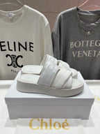 CHLOÉ MILA PLATFORM 5 CM IN WHITE NYLON WITH EMBROIDERED LOGO