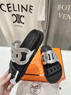 EXTRA SANDAL PASTEL BLACK MIX SILVER CALFSKIN