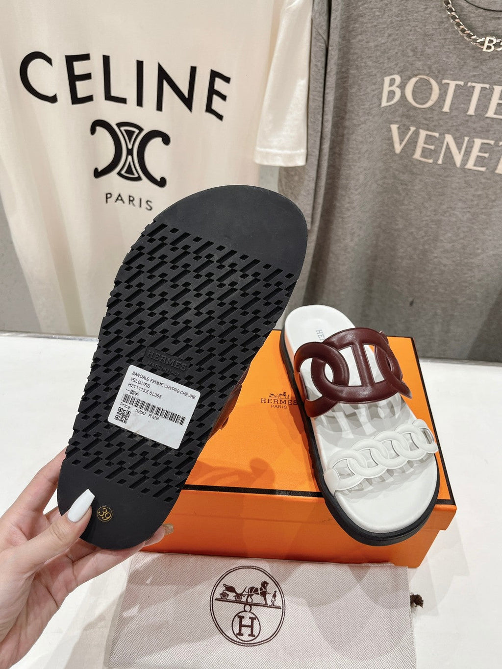 EXTRA SANDAL WHITE MIX BROWN CALFSKIN