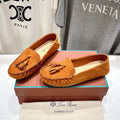 dot sole walk mocassin brown suede