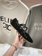 Celin Ballerina Triple Strap Black Patent Calfskin