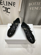 Celin Ballerina Triple Strap Black Patent Calfskin