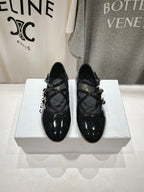 Celin Ballerina Triple Strap Black Patent Calfskin