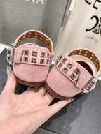 Alaila Biker Ballet Flats In Light Pink Cowhide 911432