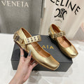 Alaila Biker Ballet Flats In Gold Cowhide 911444