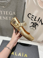 Alaila Biker Ballet Flats In Gold Cowhide 911444