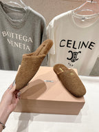 Miu Slippers Peanut Brown Imported Sheepskin