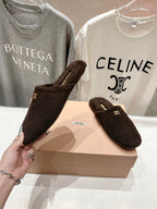 Miu Slippers Dark Chocolate Brown Imported Sheepskin
