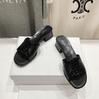 CELINE 25C CLEMENCE MULE BLACK SHEEPSKIN 236751