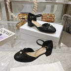 CD Ballet Pump Black Quilted Cowhide